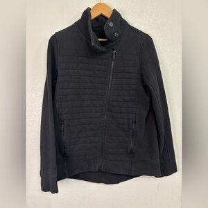 Lululemon Black Quilted Asymmetrical Zip Moto Jacket Funnel Neck Athleisure